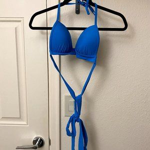 Aerie Pushup Strappy Wrap Bright Blue Bikini Top